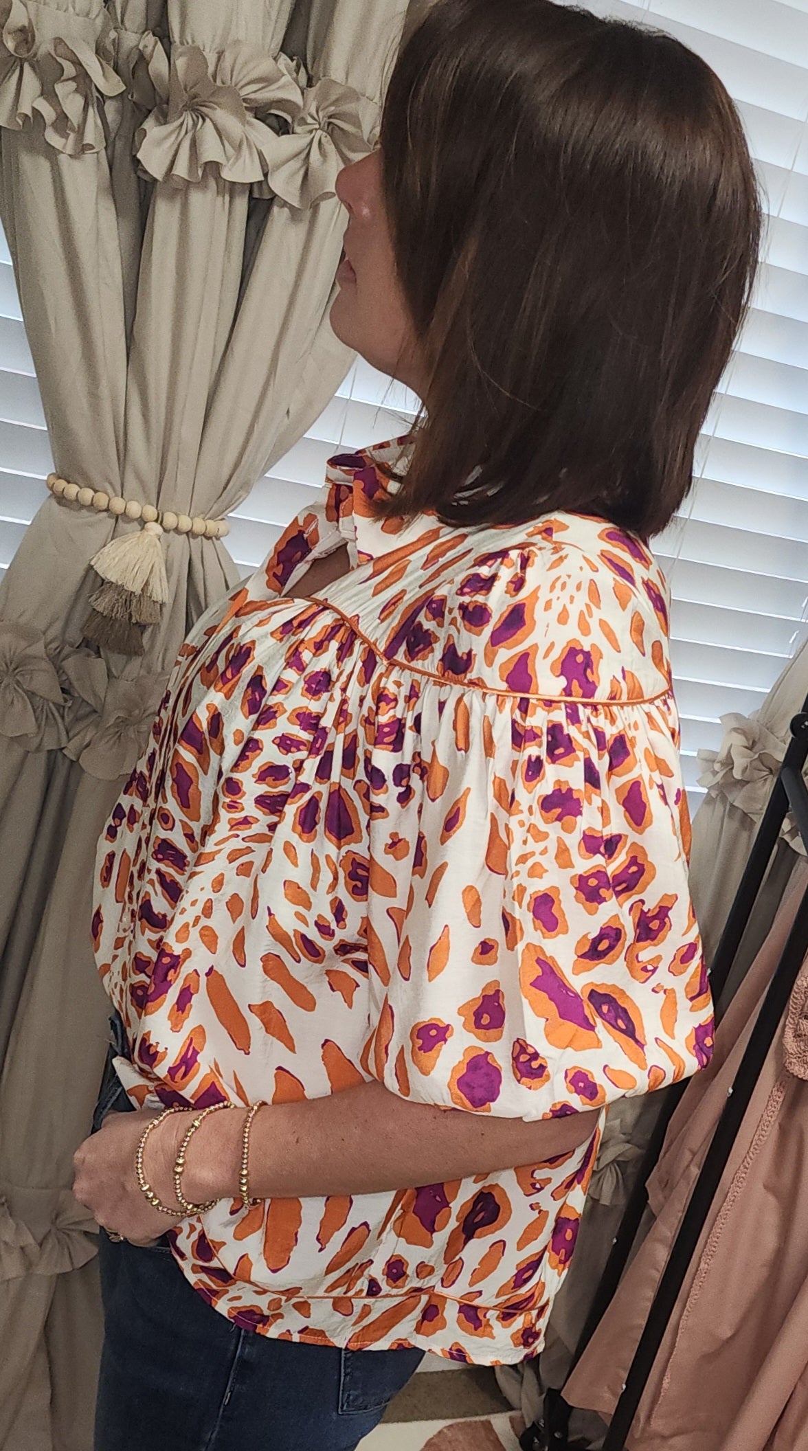 Leopard Print Button Down Blouse
