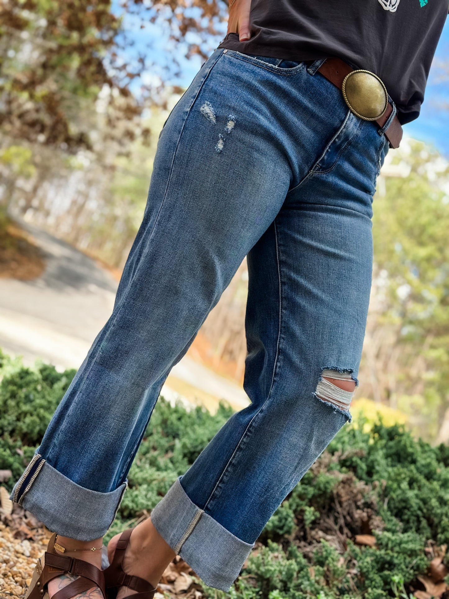 High Rise Loose Straight with Double Cuff Hem