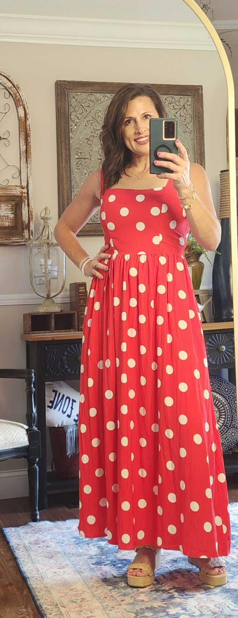 The Phoenix Polka Dot Midi Dress