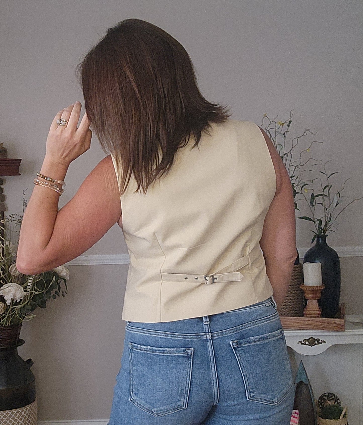 Button Front Vest Top