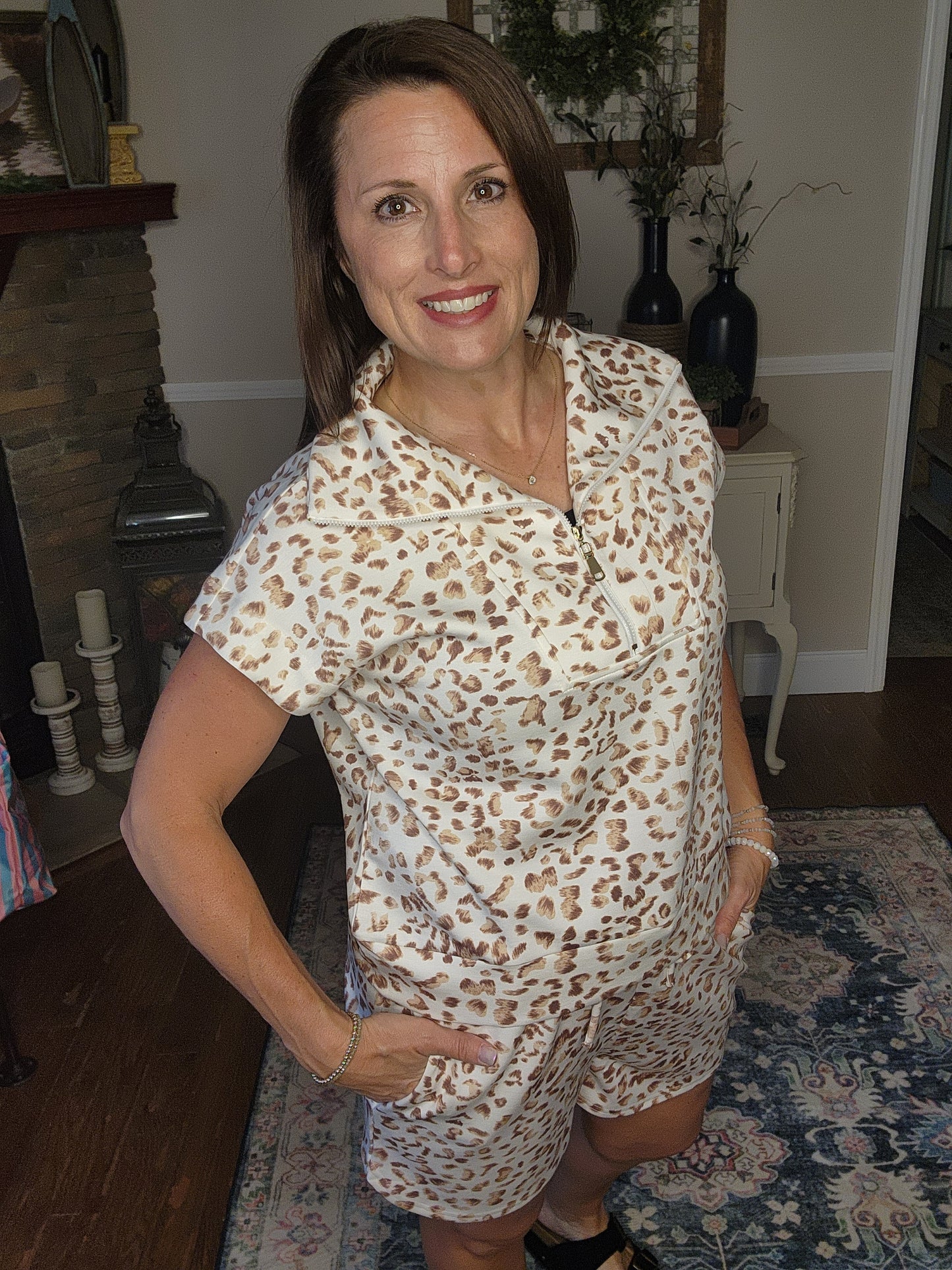 The Wrenley Leopard Print Shorts Set