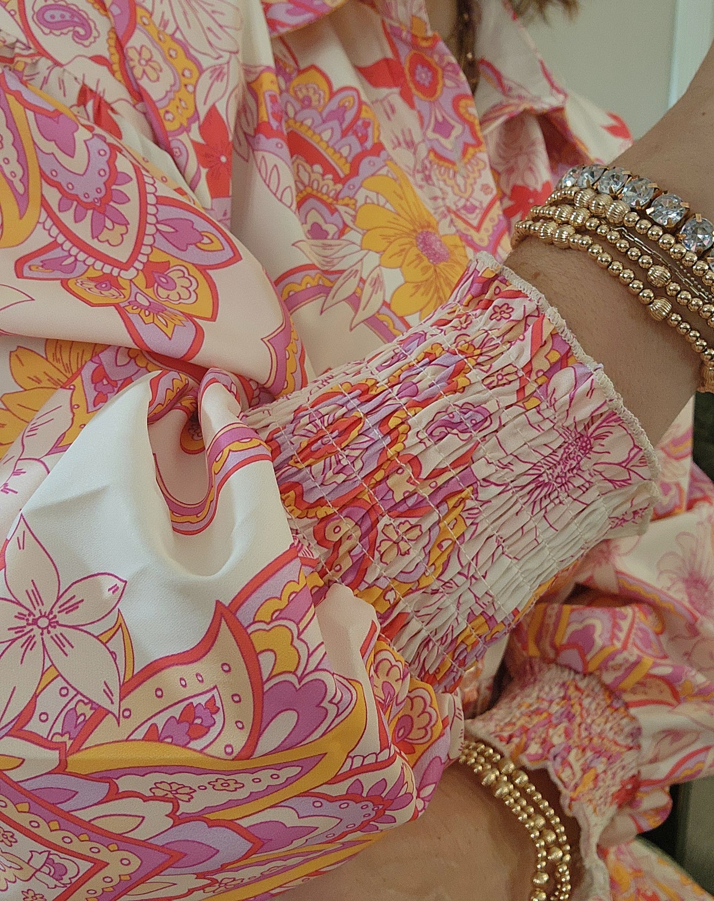 Abstract Print Button Down Shirt Dress