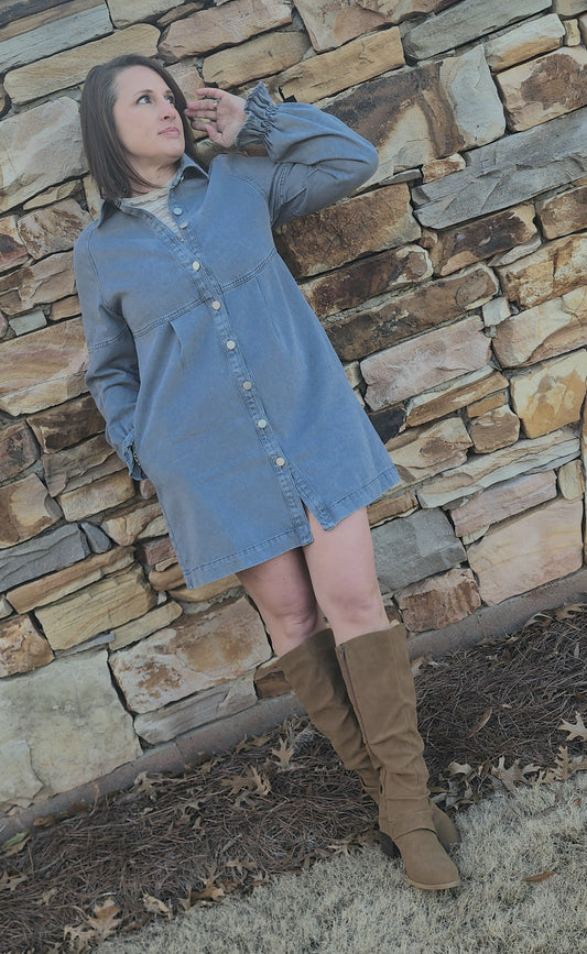 Denim mini dress