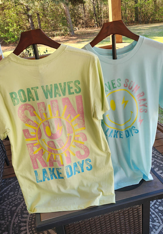 Boat Waves, Sun Rays, Lake Days Graphic T-shirts