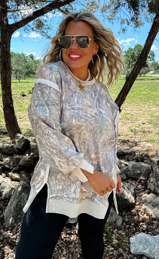 Shena Camo Long Sleeve Pullover