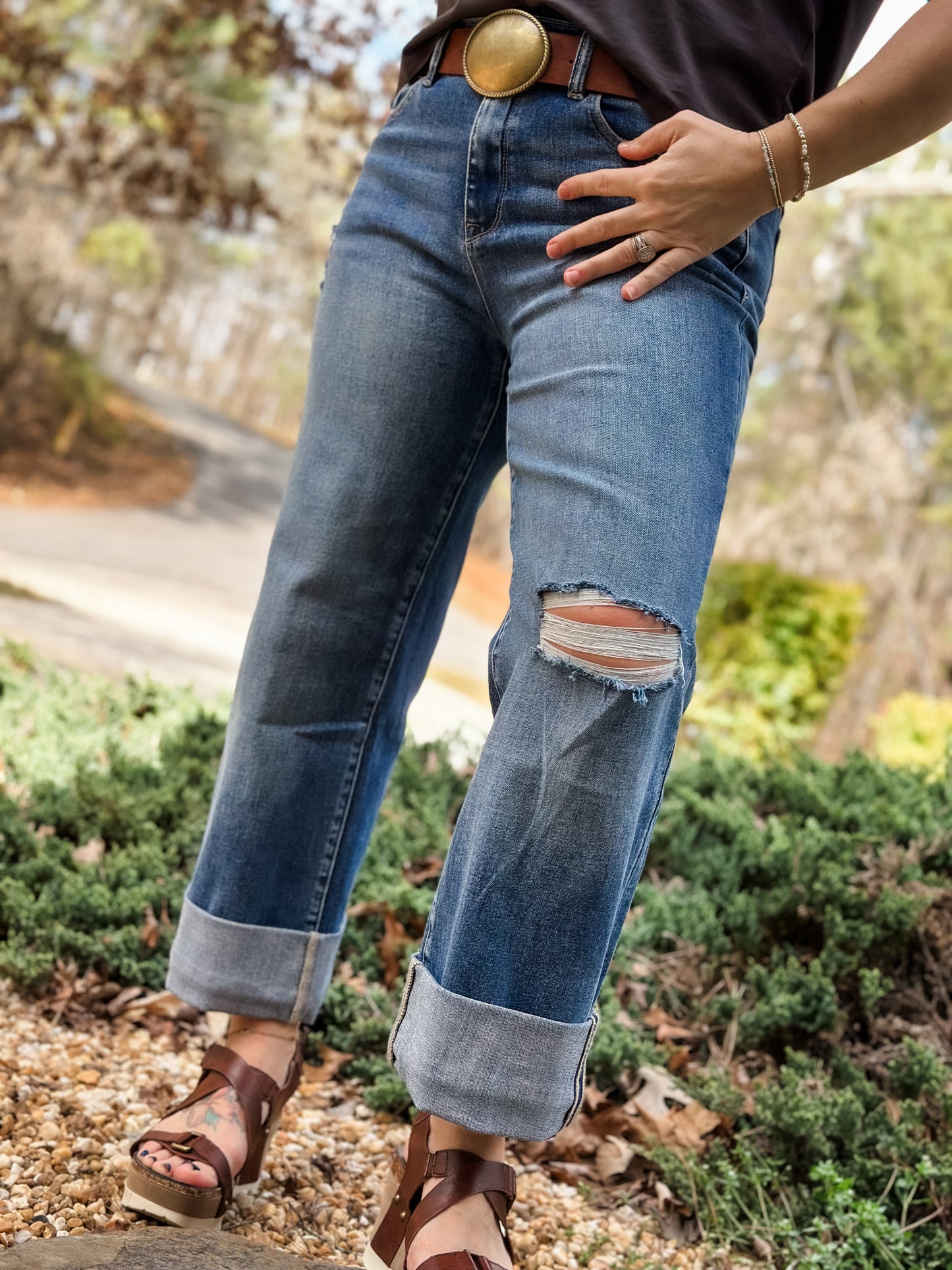 High Rise Loose Straight with Double Cuff Hem