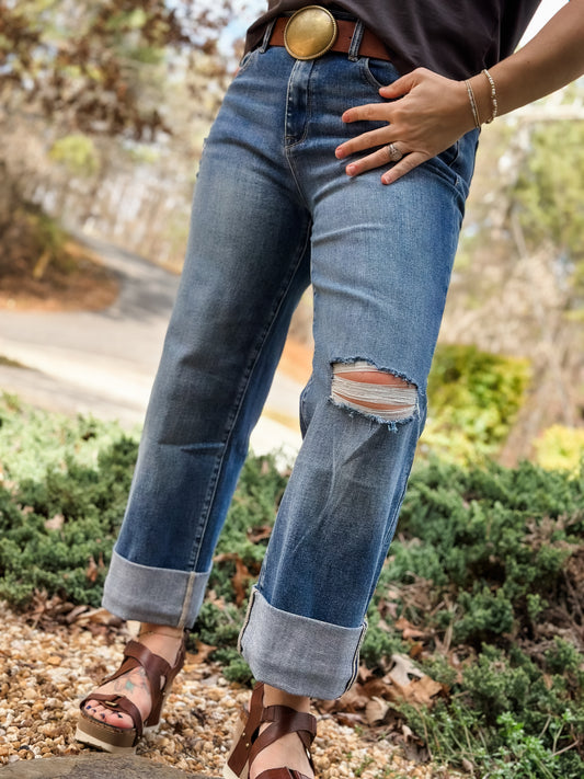 High Rise Loose Straight with Double Cuff Hem