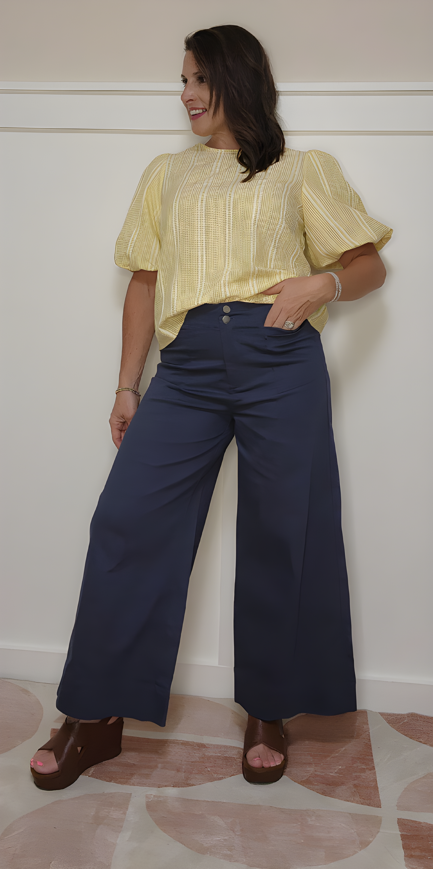 Navy Wide Leg Pants