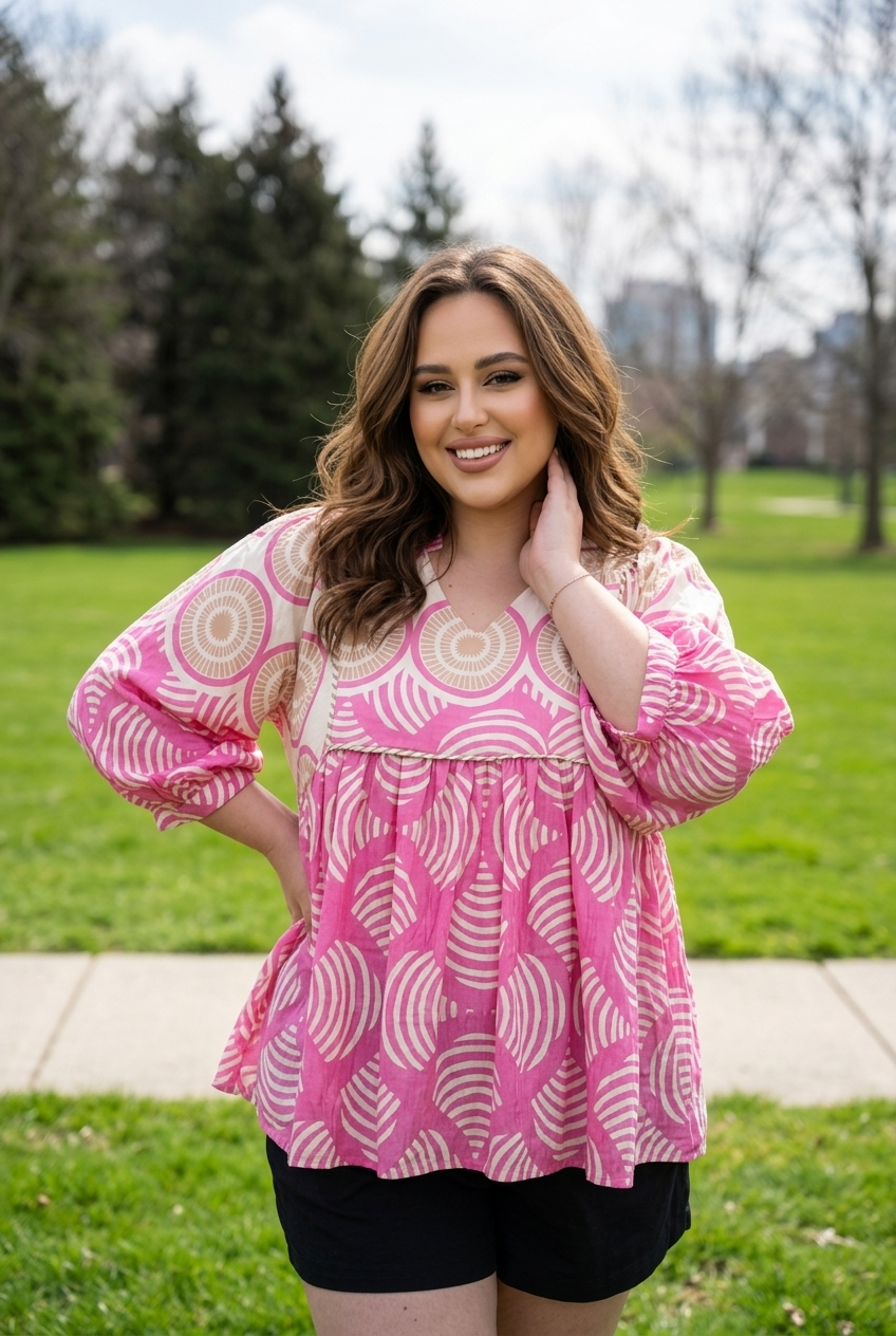 The Allie Printed Babydoll Top