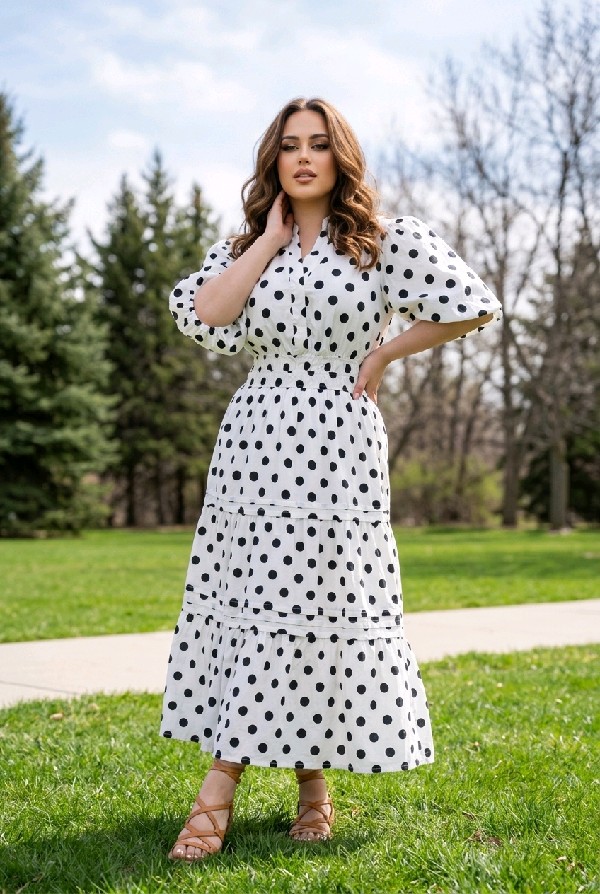 The Paisley Polka Dot Midi Dress