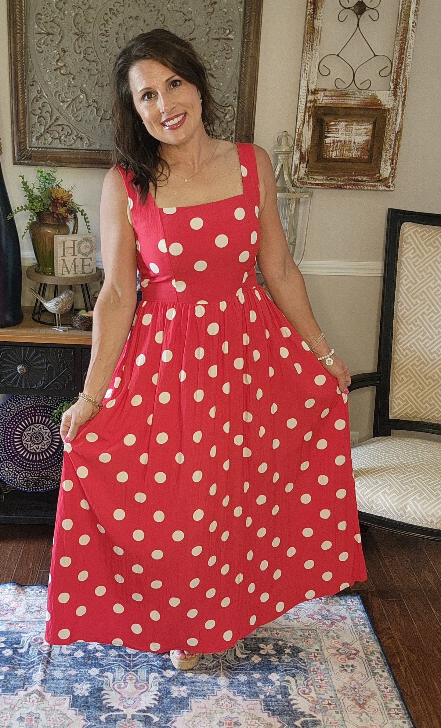 The Phoenix Polka Dot Midi Dress