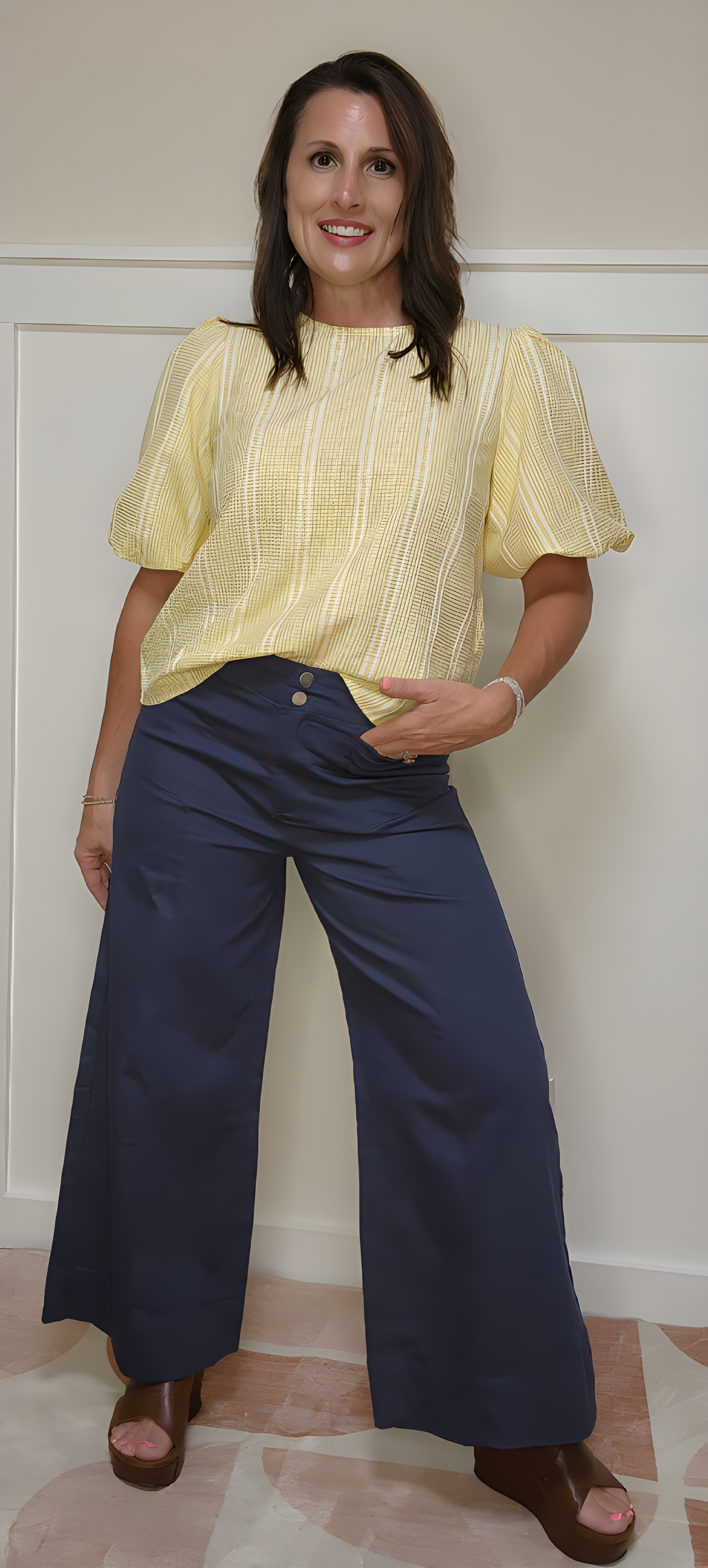 Navy Wide Leg Pants