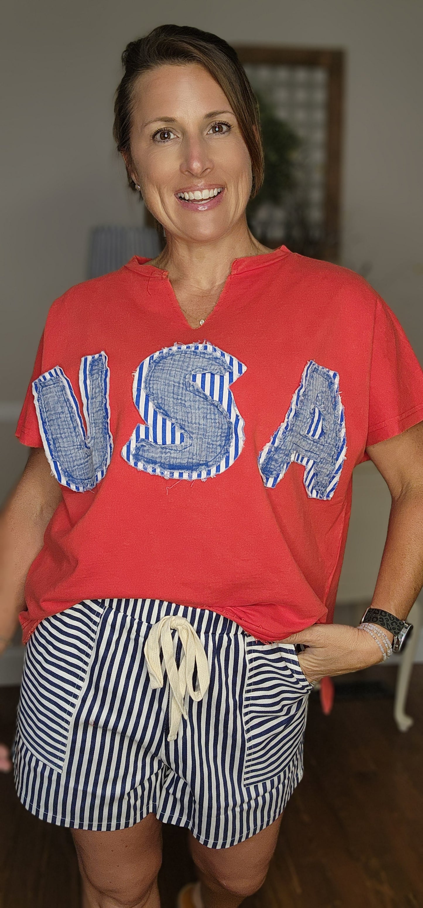 USA Patched Knit Top