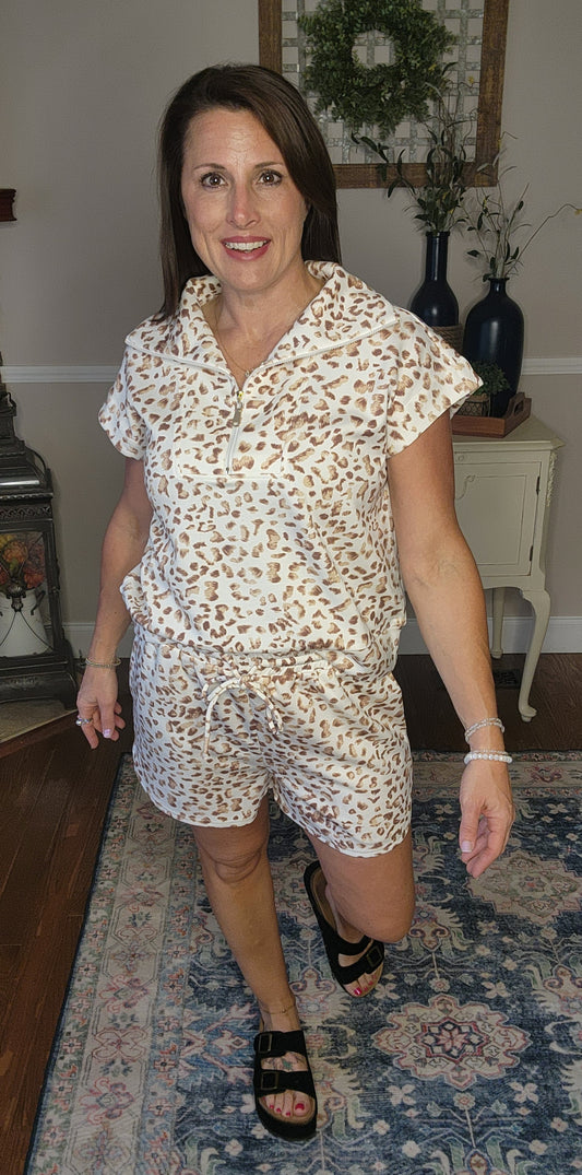 The Wrenley Leopard Print Shorts Set