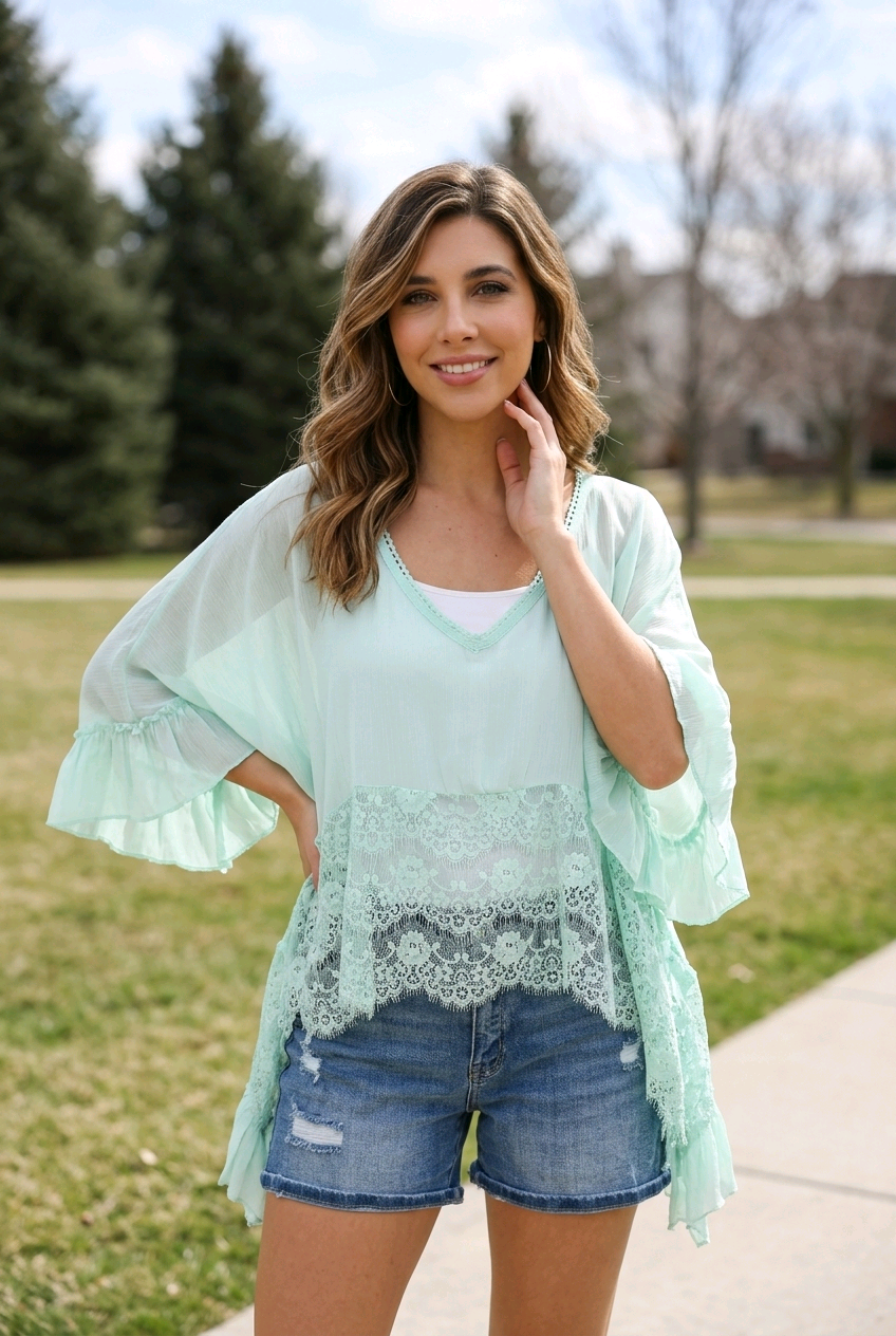 The Sasha Lace Trimmed Chiffon Blouse