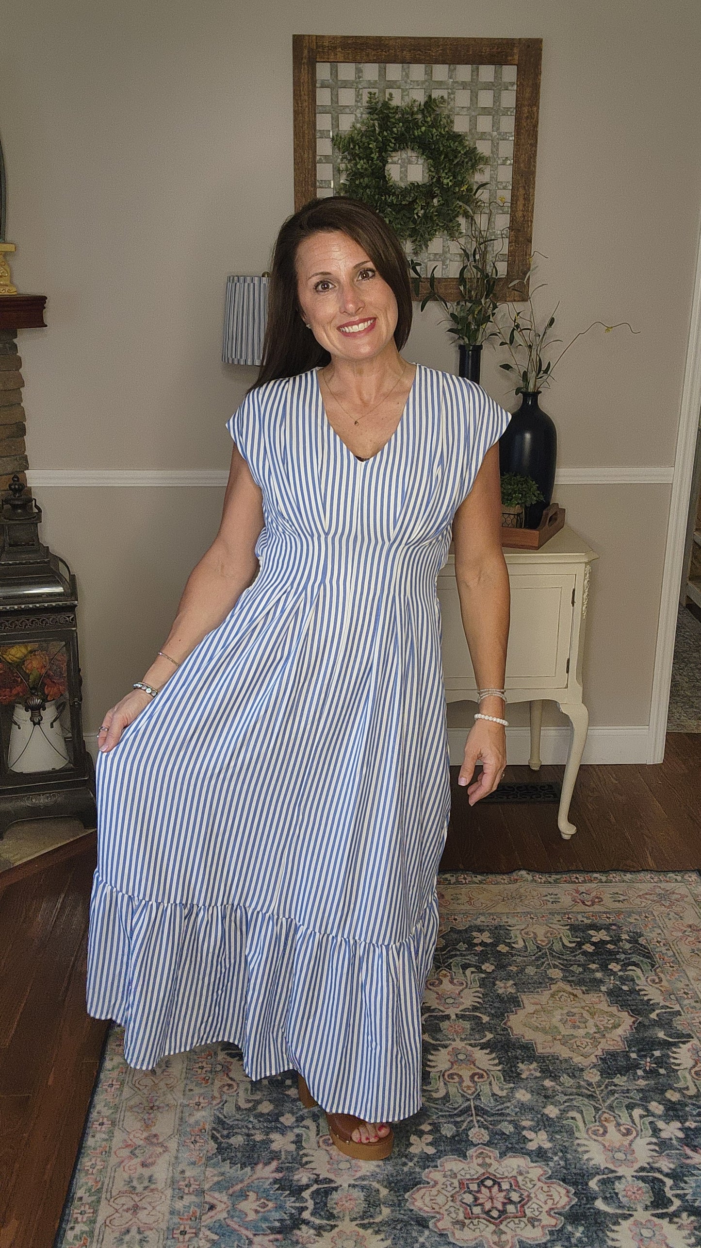 The Kai Vertical Stripe Maxi Dress