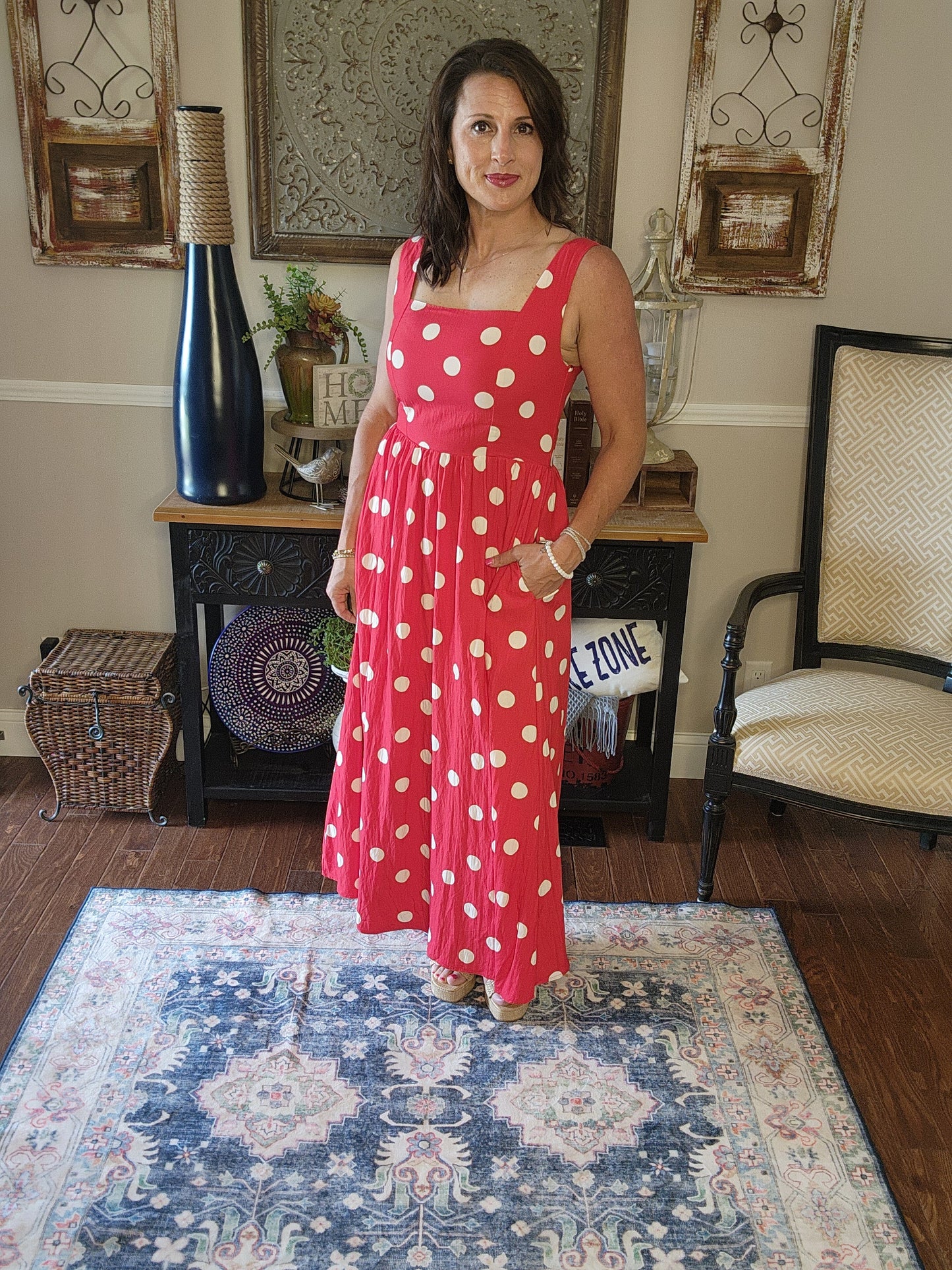 The Phoenix Polka Dot Midi Dress