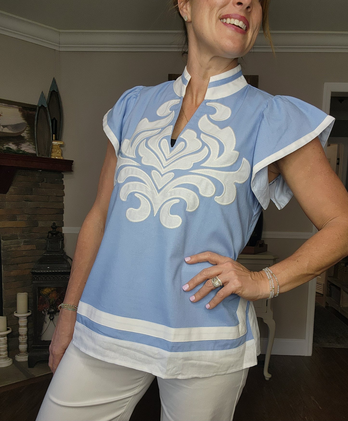 The Dalia Linen V-Neck Top