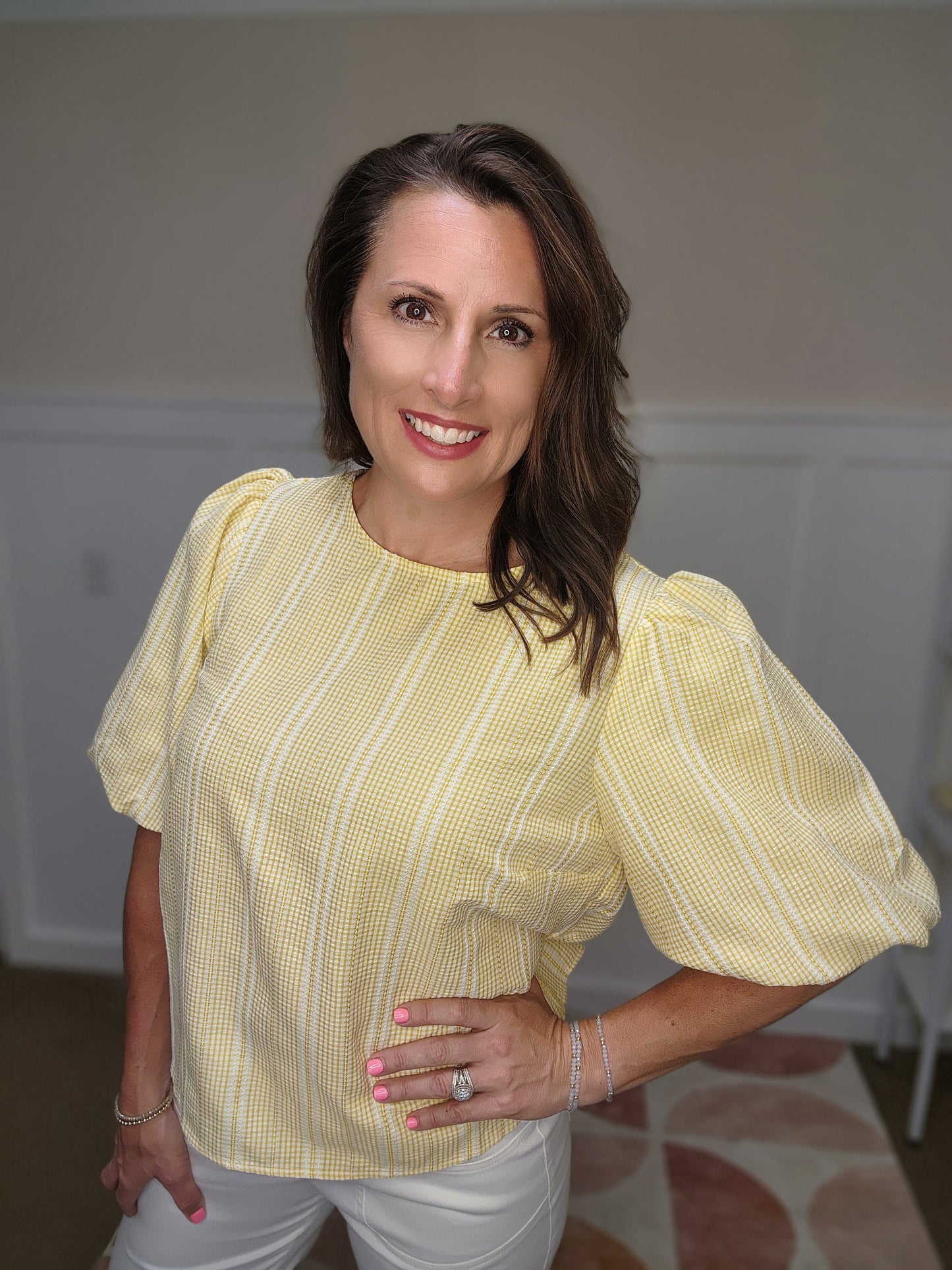 The Bella V-back Plaid Blouse
