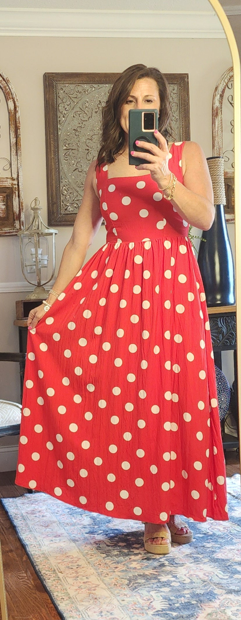 The Phoenix Polka Dot Midi Dress