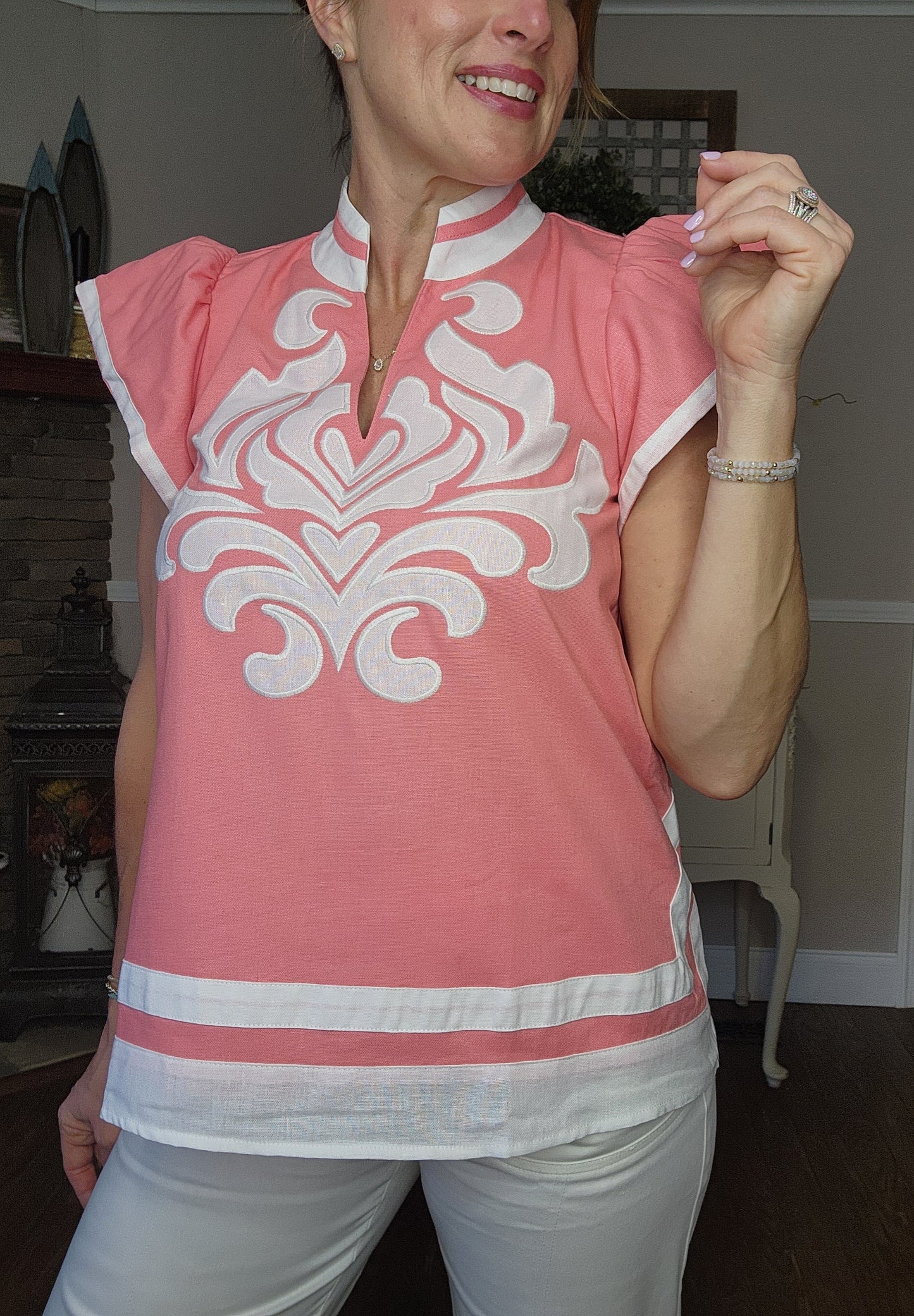 The Dalia Linen V-Neck Top
