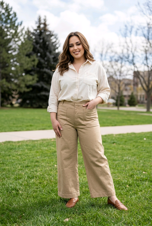 Khaki Wide Leg Pants