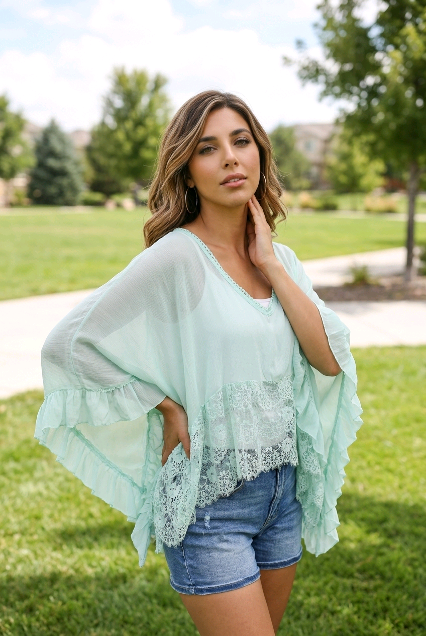The Sasha Lace Trimmed Chiffon Blouse