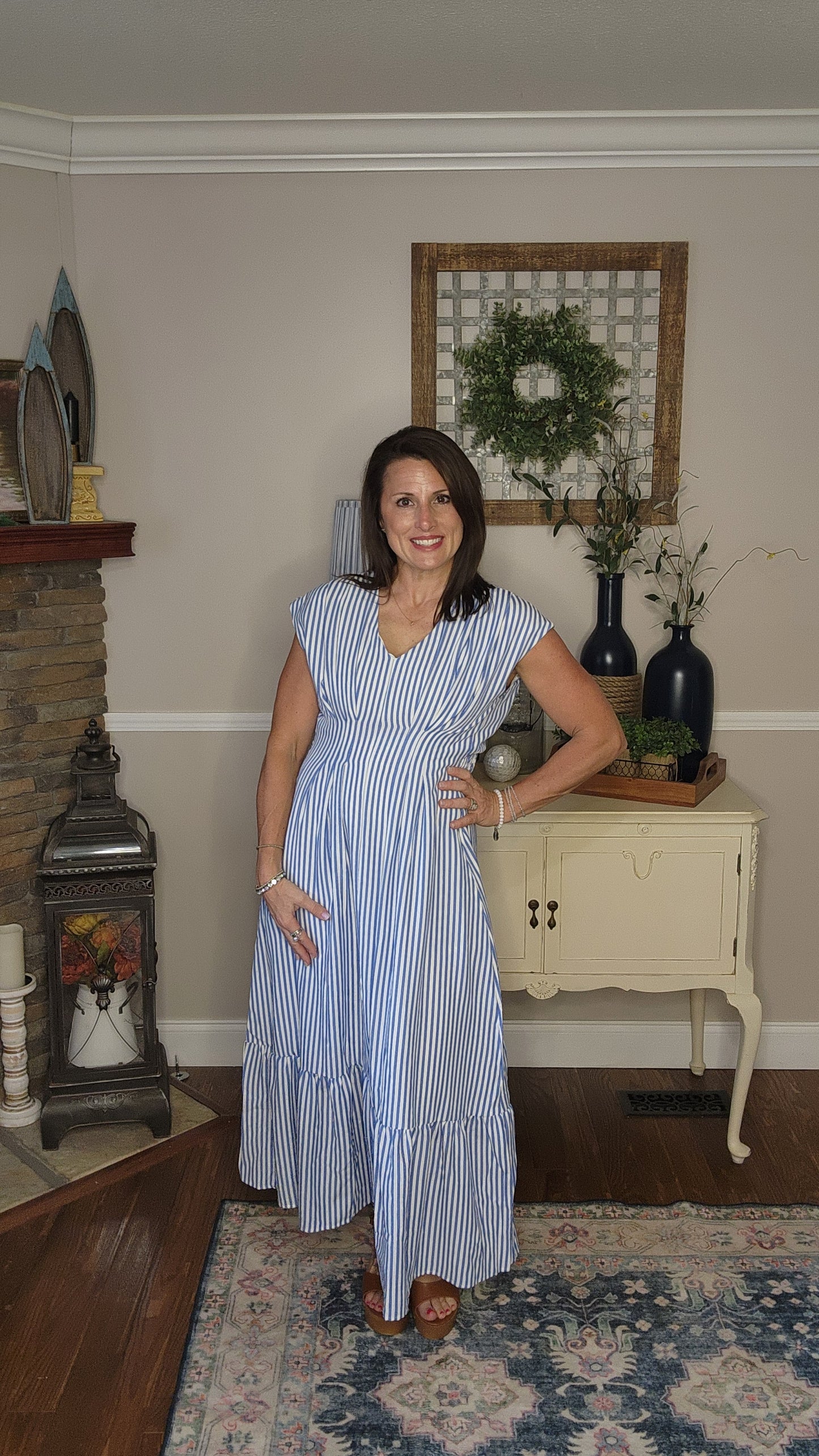 The Kai Vertical Stripe Maxi Dress