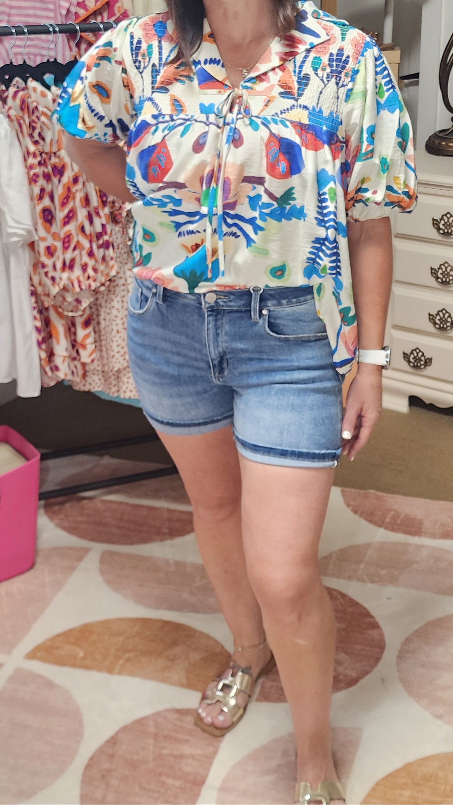 Risen Mid Rise Turn Up Cuff Shorts