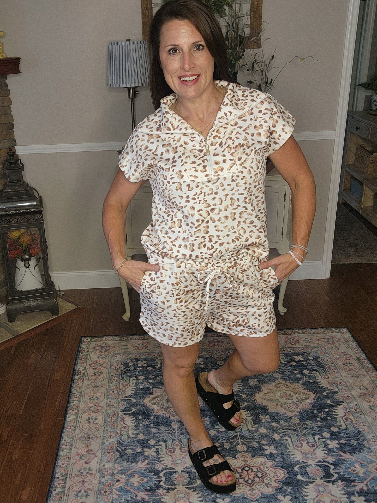 The Wrenley Leopard Print Shorts Set